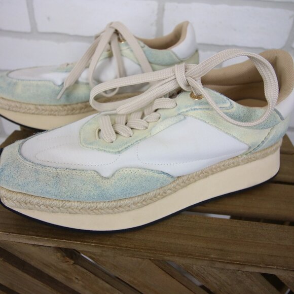 L'Agence Ivone Platform Sneakers Womens 6.5 Vintage Blue Tint Suede Nylon $298 - Picture 4 of 12